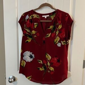 Fun 2 Fun Red Floral Blouse